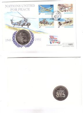 Барбадос - 5 Dollars 1995 - comm. - в конверте - UNC