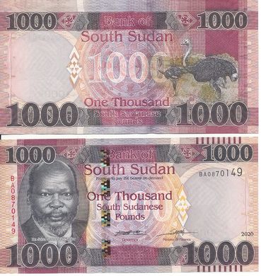 Південний Судан - 3 шт х 1000 Pounds 2020 - UNC