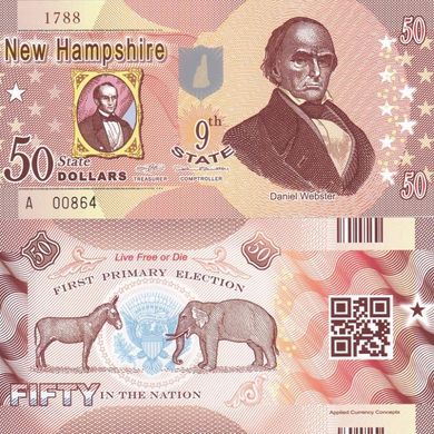 Fantasy / USA - 50 Dollars 2014 - 9th state New Hampshire - Polymer - Souvenir - UNC