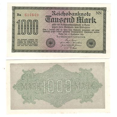 Германия - 1000 Mark 1922 - aUNC / XF+