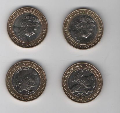 Острів Мен - набір 2 монети х 2 Pounds 2019 - Гонки ТТ Пам'яті Стівена Хіслопа - UNC