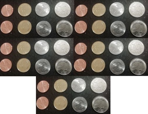 Аргентина - 5 шт х набір 4 монети 1 2 5 10 Pesos 2017 - 2019 - UNC