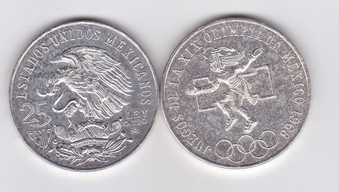 Mexico - 25 Pesos 1968 - Mexico City Summer Olympics - Silver - XF-