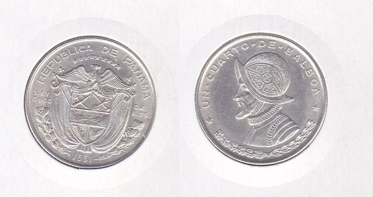 Panama - 1/4 Balboa 1961 - silver - in holder - UNC / aUNC