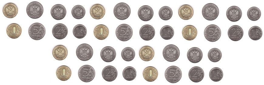russiа - 5 pcs x set 4 coins 1 2 5 10 Rubles 2022 - UNC