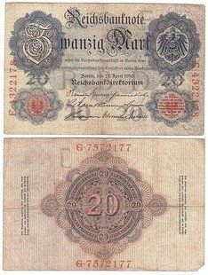 Німеччина - 20 Mark 1910 - P. 40b - VF / F