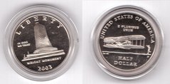 США - 1/2 Dollar 2003 - P  - 100 летие первого полета. Национальный мемориал братьев Райт - в капсуле - UNC