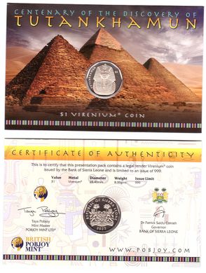 Sierra Leone - 1 Dollar 2022 - Tutankhamun - in folder - #1 - UNC