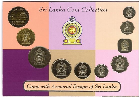 Sri Lanka - set 10 coins 1 2 5 10 25 50 Cents 1 2 5 10 Rupees 1978 - 2004 in buklet - UNC