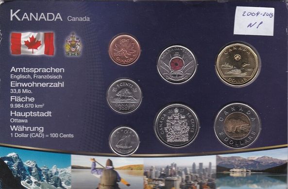 Canada - set 6 coins 1 5 10 25 50 Cents 1 Dollar 2004 - 2013 - №1 in cardboard - UNC