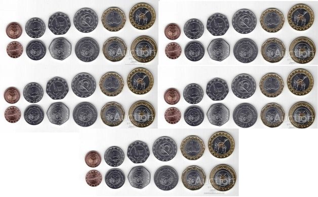 Мавритания - 5 шт х набор 6 монет 1/5 1 2 5 10 20 Ouguiya 2017 - 2018 - UNC