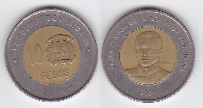 Доминиканская Республика / Доминикана - 10 Pesos 2008 - VF