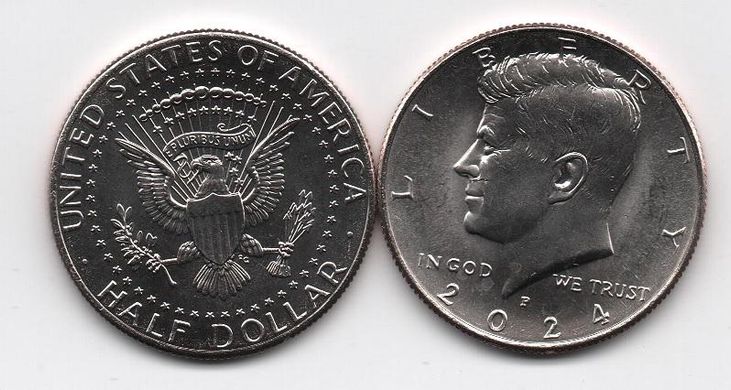 США - 5 шт х 50 Cents 2024 - P - Джон Кеннеди / John F. Kennedy - UNC