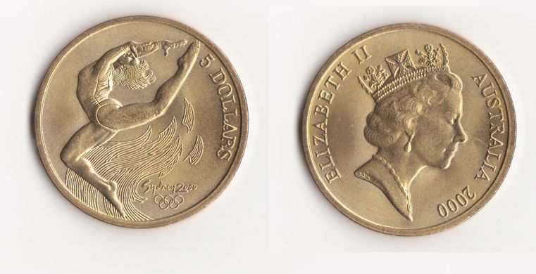 Australia - 5 Dollars 2000 -  Summer Olympics in Sydney. Gymnastics - aUNC