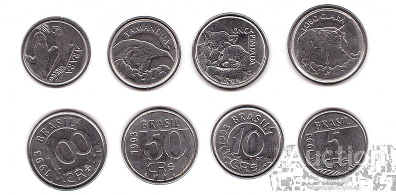 Brazil - 5 pcs x set 4 coins 5 10 50 100 Centavos 1993 - UNC