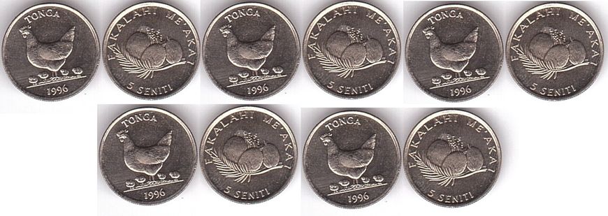 Tonga - 5 pcs x 5 Seniti 1996 - UNC