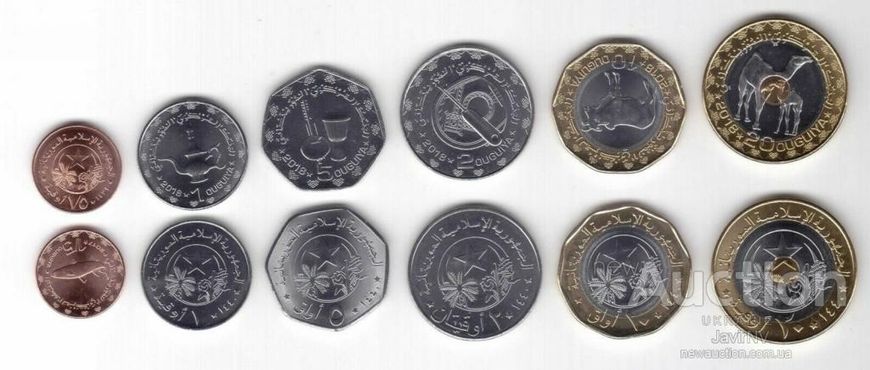 Мавританія - 5 шт х набір 6 монет 1/5 1 2 5 10 20 Ouguiya 2017 - 2018 - UNC