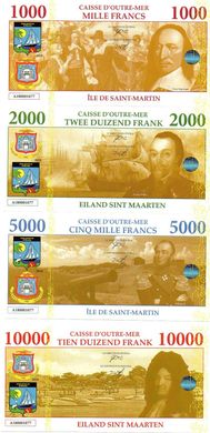 Сен-Мартен - набір 4 банкноти 1000 2000 5000 10000 Francs 2018 - Polymer - Fantasy - UNC