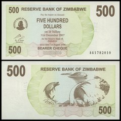 Zimbabwe - 500 Dollars 2006 - cheque - Pick 43 - UNC