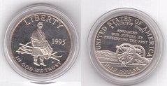 США - 1/2 Dollar 1995 - S  - 130 лет окончания Гражданской войны - в капсуле - UNC