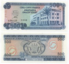 Бурунди - 500 Francs 1988 - P. 30c - UNC