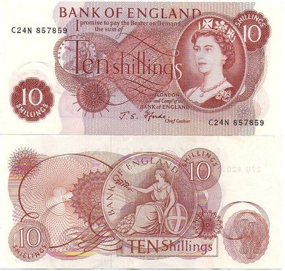 Великобританія / Англія - ​​10 Shillings 1960 - 1970 - JS Fforde - P. 373c - XF