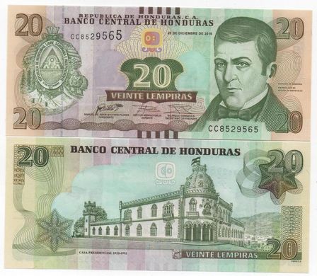 Honduras - 20 Lempiras 2016 - P. 100 - UNC