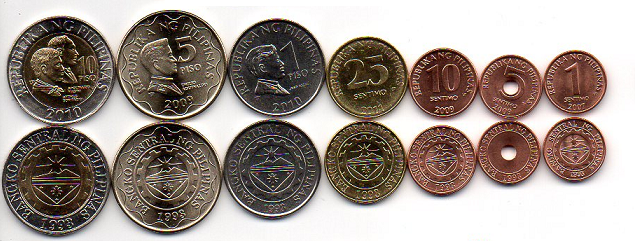 Філіппіни - набір 7 монет 1 5 10 25 Sentimo 1 5 10 Piso 1993 - 2011 - UNC/aUNC