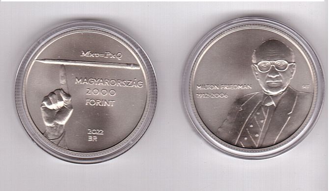 Венгрия - 2000 Forint 2022 - Милтон Фридман - сomm. - в капсуле - UNC