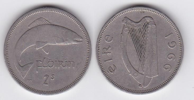 Ireland - 2 Shillings ( Florin ) 1966 - VF