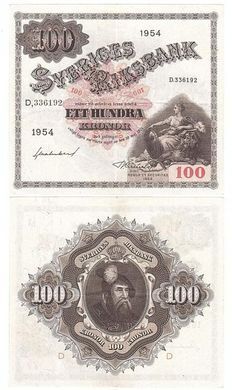 Sweden - 100 Kronor 1954 - P. 36aj - VF