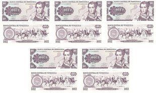 Венесуела - 5 шт х 10 Bolivares 1981 - P. 60a - aUNC