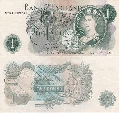 Великобритания / Англия - 1 Pound 1960 - 1977 - P. 374e - VF