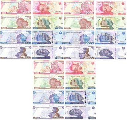 Uzbekistan - 3 pcs x set 4 banknotes 2000 5000 10000 20000 Sum 2021 - UNC