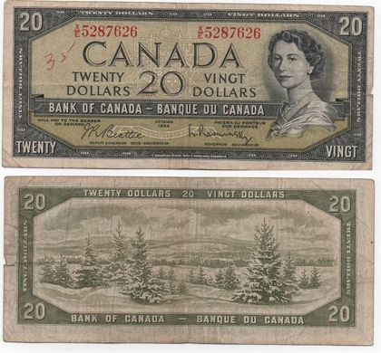 Канада - 20 Dollars 1954 - P. 80b - VF