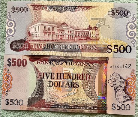 Guyana - 5 pcs х 500 Dollars 2019 - P. 37b - UNC