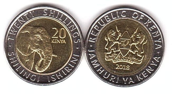 Kenya - 20 Shillings 2018 - Elephant - bimetall - UNC