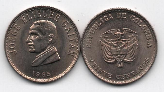Колумбія - 20 Centavos 1965 - aUNC / UNC
