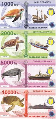Бассас-да-Індія Французькі південні території - набір 4 банкноти 1000 2000 5000 10000 Francs 2018 - Fantasy - Polymer - UNC