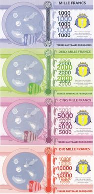 Бассас-да-Індія Французькі південні території - набір 4 банкноти 1000 2000 5000 10000 Francs 2018 - Fantasy - Polymer - UNC