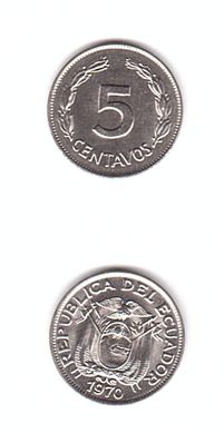 Эквадор - 5 Centavos 1970 - UNC