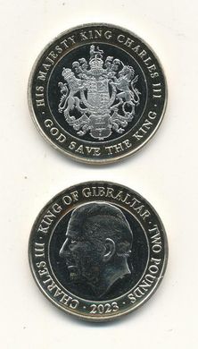Gibraltar - 2 Pounds 2023 - Charles III - bimetall - UNC