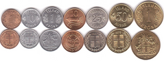 Исландия - набор 7 монет 1 10 10 25 50 Aurar 1 1 Krona 1965 - 1981 - aUNC / XF