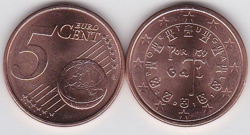 Португалия - 10 шт х 5 Cent 2011 - UNC