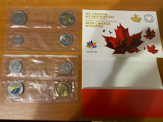Canada - set 8 coins 5 5 25 25 Cents 1 1 2 2 Dollars 2017 - comm. - in folder - UNC