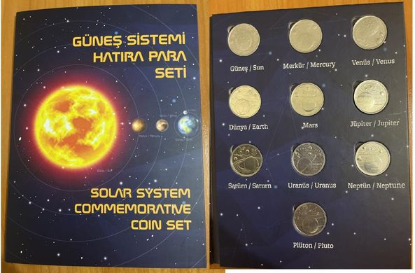 Туреччина - набір 10 монет x 1 Kurus 2022 ( 2023 ) - Планети Сонячна система #2 - в альбомі - алюміній - UNC