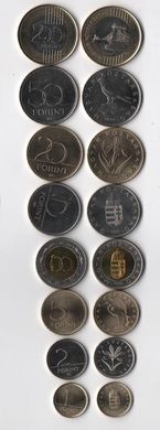 Угорщина - набір 8 монет 1 2 5 10 20 50 100 200 Forint 2007 - 2011 - UNC