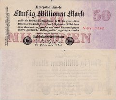 Германия - 50 Million Mark 1923 - Ro. 97a, Serie Y 5817490 - XF