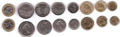 Франция - набор 8 монет 5 10 20 Centimes 1/2 1 2 5 10 Francs - mixed - aUNC / XF+