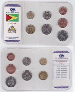 Гайана - набір 7 монет 1 5 10 25 Cents 1 5 10 Dollars 1990 - 2011 - у пластику - aUNC / UNC